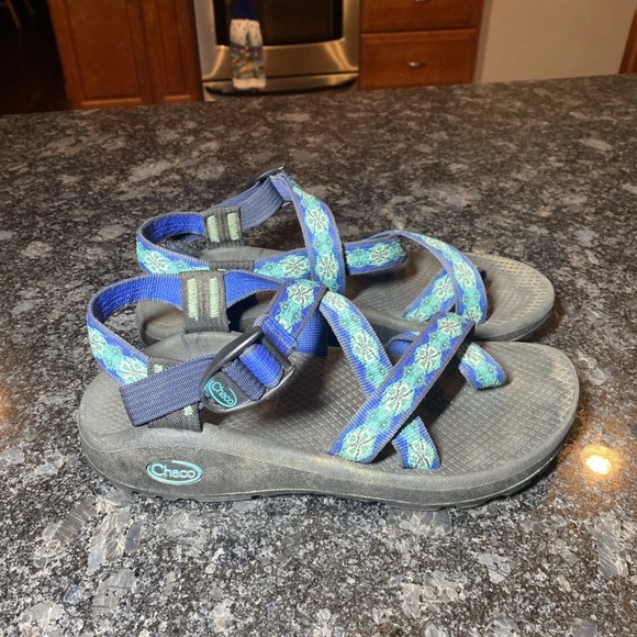 Chaco Cloud Classic Sandals Women's Size 8 Green Blue Print - Picture 7 of 10